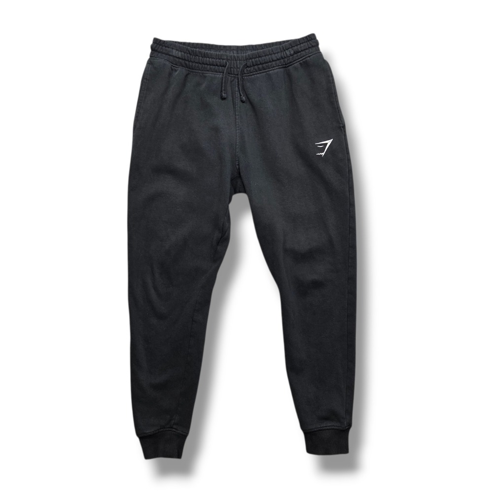 Gymshark Crest Joggers Mens Medium Black Sweatpants Slim Fit Standard